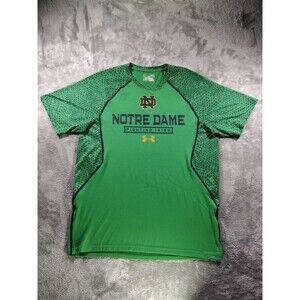 Under Armor UA Shirt Men Medium Green Polyester Notre Dame Geometric Pattern
